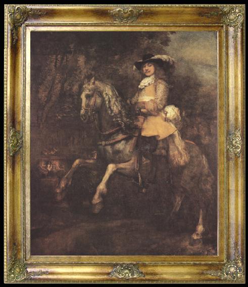 framed  REMBRANDT Harmenszoon van Rijn portrait of Frederick Ribel on horseback (mk33), Ta038